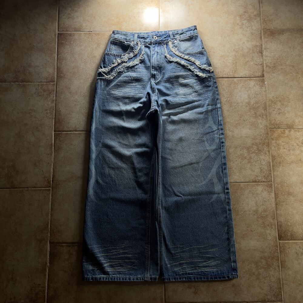 Japanese Archive Vintage Printed Blue Denim Baggy Jeans